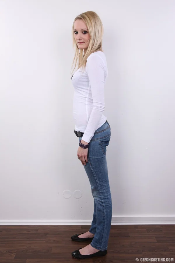 Blonde girl with a little bit of everything to spare gets completely naked  - Casting, Thong, Czech, Jeans, Face, Asshole, Close Up, Shaved, Blonde, Ass  - Photo 3