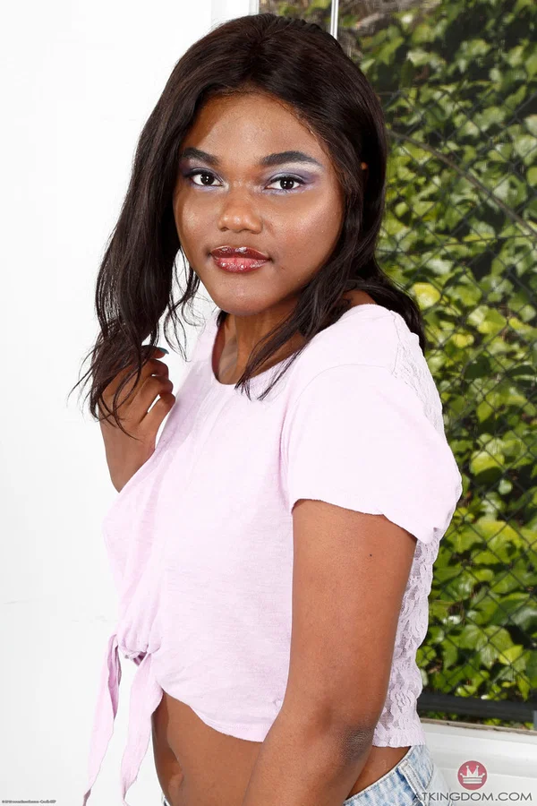 Ebony chick with small tits frees her bald cunt and bare ass from jean shorts  - Ebony, BBW, Chubby, Amateur, Pussy, Thick, Spreading, Shaved, Ass, Curvy  - Photo 1