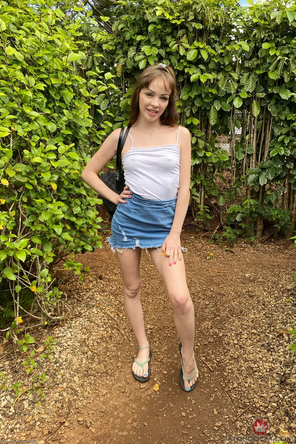 Long legged teen Aliya Brynn shows her tits and pussy on a seaside promontory  - Girlfriend, Petite, Teen, Step Sister, Cute, White, Skinny, Amateur, Brunette  - Photo 11