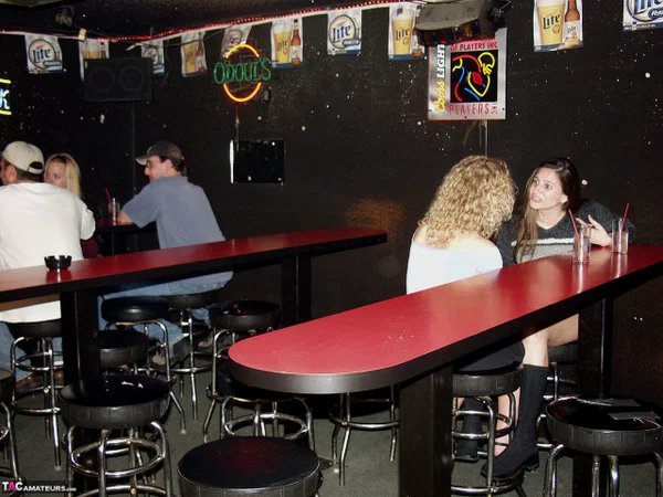 Ginger Klixen engages in lesbian sex inside a dive nightclub  - Fisting, Public, Saggy Tits, Amateur, Pussy Licking, MILF, Close Up, Clothed, Lesbian, Fingering  - Photo 3