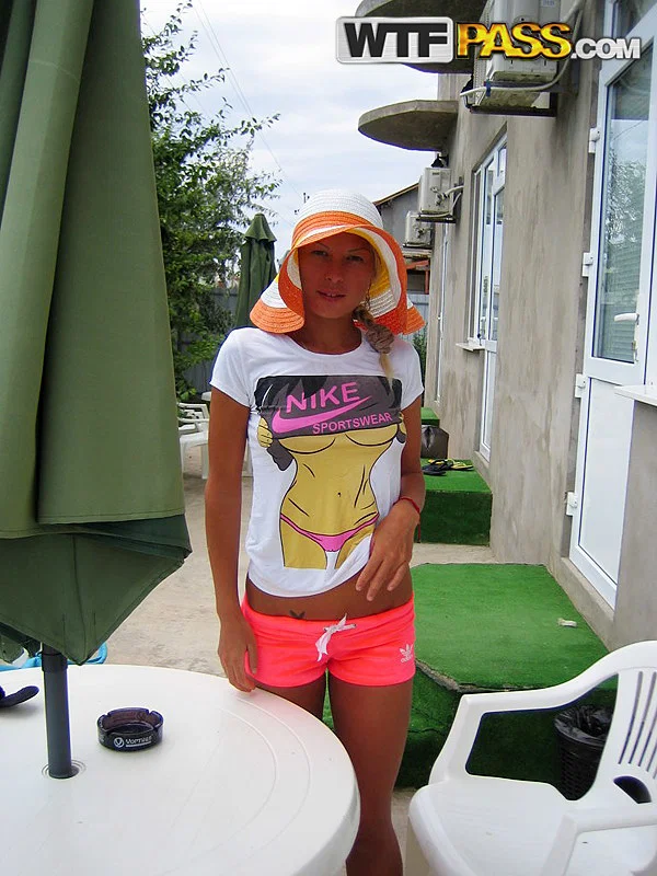 Caucasian girl Adele crosses her bare legs while wearing a sun hat and shorts  - Homemade, Shorts, Amateur, Beautiful, PAWG, Ass, Feet, Legs, Babe, Solo  - Photo 2