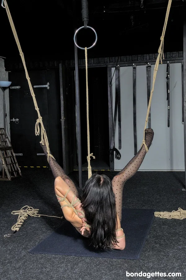 Brunette in pantyhose Elise Graves gets bound & humiliated by a chubby lezdom  - BDSM, Bondage, Brunette  - Photo 11