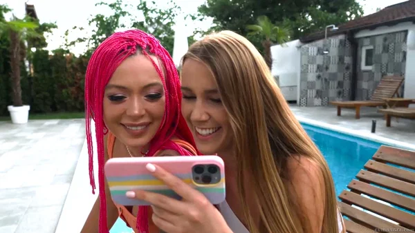 Anal penetrations are on the menu during a lesbian threesome  - Threesome, Ass Licking, Pussy, Anal, Pussy Licking, Lesbian, Close Up, Tattoo, Pool, Czech  - Photo 1