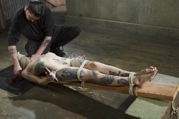 Tattooed girl Krysta Kaos is tortured by a sadist while restrained in rope  - Fisting, BDSM, Fetish, Bondage, MILF, Dildo, Amateur, Ass, Pornstar, Close Up  - Photo 5