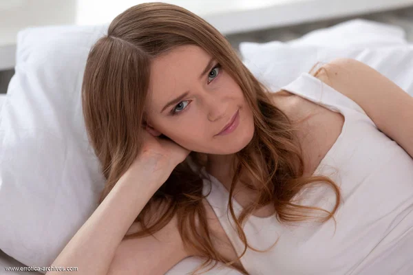Petite young girl Emma Dzz highlights her tight slit in the nude on a bed  - Panties, Tiny Tits, Teen, Pussy, Face, Model, Skinny, Spreading, Babe, Shaved  - Photo 4