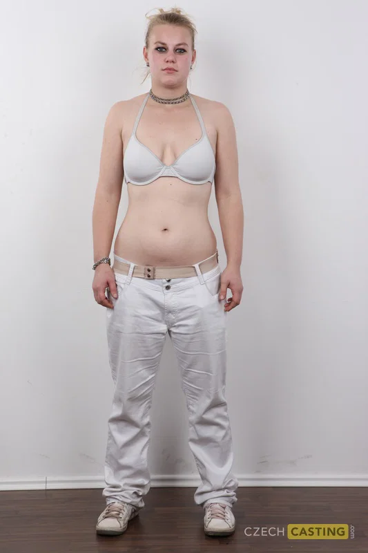 First timer Eliska takes a seat on a stool after getting totally naked  - Czech, Casting, Amateur, Blonde, Big Tits, European, Hairy, Close Up, Babe, Nipples  - Photo 4