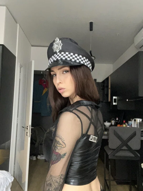 Sexy girl Sultan Aisu models lingerie while sporting a policewoman's cap  - Police, Amateur, Tattoo, Solo, Sexy, Beautiful, Babe, Model, Skinny, Glamour  - Photo 4