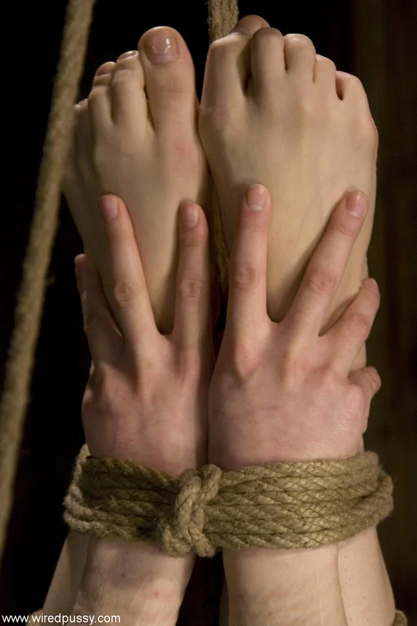 Lesbian domme Harmony has strapon sex with a sex slave in rope bondage  - BDSM, Bondage, Strapon, Lesbian, Stockings, Feet, Pussy, Big Tits, Blonde, High Heels  - Photo 11