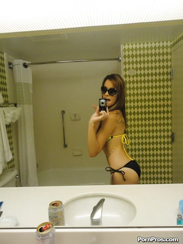 Sunglass wearing ex-gf Mandy Haze snapping selfies of her nice tits in mirror  - Selfie, Girlfriend, Bath, Glasses, Bikini, Tattoo, Big Tits, Babe, Ass, Nipples  - Photo 2