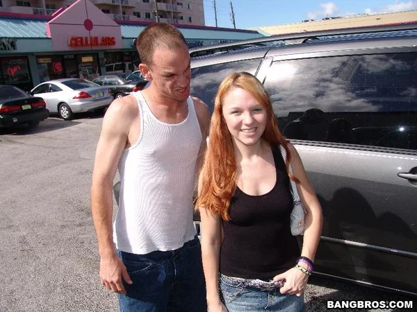 Ginger teen Alex teases with her big butt and gets rammed from behind in a van  - Public, Facial, Amateur, Pussy, Teen, Redhead, Ass, Jeans, White, Clothed  - Photo 2