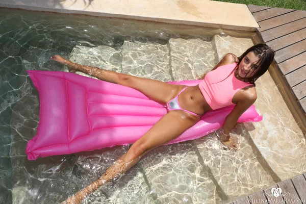 Gorgeous Melena Tara poses poolside in a pink bikini & gets her hot body wet  - Bikini, Beautiful, Perfect, Pool, Centerfold, Wet, Solo, Skinny, Ass, Panties  - Photo 7