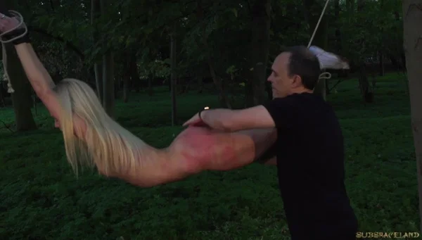 Skinny and afraid Candee Licious tied up in woods gets punished  - Bondage, Teen, BDSM, Skinny, Outdoor, Blonde, Blowjob, Cute, Non Nude  - Photo 14