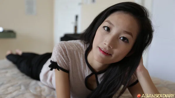 Asian girl Mi shows off her petite body & gives a big dick a POV ride  - Asian, Skinny, Petite, Spreading, Missionary, Amateur, POV, Tiny Tits, Clothed, Skirt  - Photo 4
