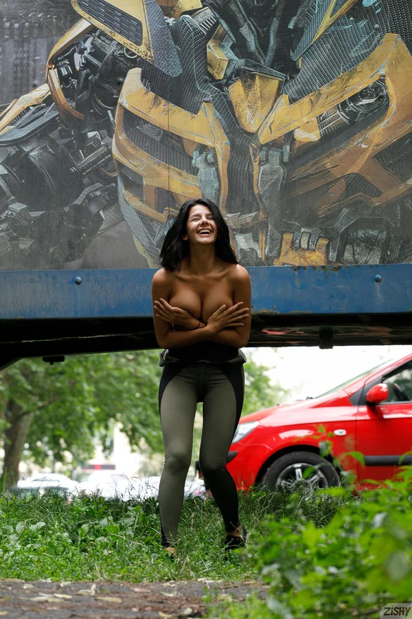 Babe Nadia Serbinenko strips off her sportswear and shows her tits in public  - Yoga Pants, Beautiful, Outdoor, Brunette, PAWG, Ass, Big Tits, Legs, Amateur, Babe  - Photo 11
