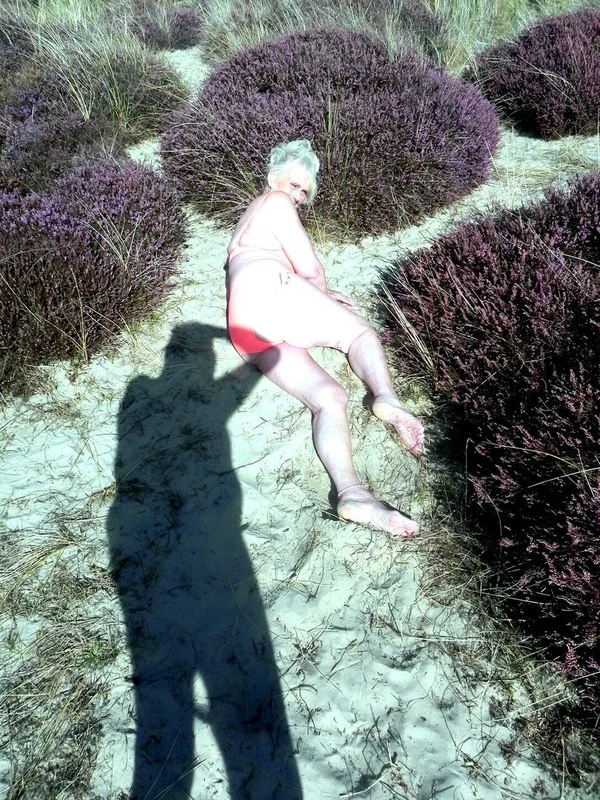 Older blonde Sparkle poses in a bikini while at a sandy beach  - Granny, Beach, Public, Amateur, Chubby, Curvy, BBW, Thick, Outdoor, Bikini  - Photo 9