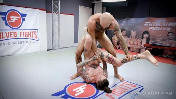 Tattooed babe Rocky Emerson gets a dicking after wrestling with a man  - Photo 12