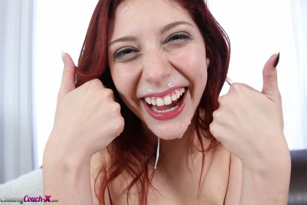 Amateur redhead Ashlynn Molloy licks erect cock and gets nailed hardcore  - Teen, Amateur, Redhead, Pussy, Skinny, Spreading, Cute, Cowgirl, Feet, Blowjob  - Photo 15
