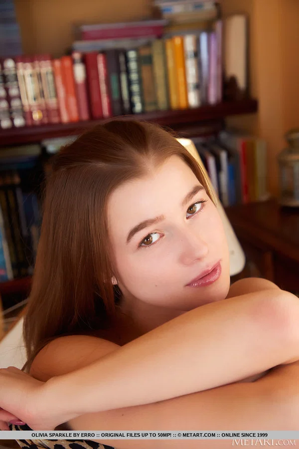 Young beauty Olivia Sparkle gets completely naked on a sofa in a study  - Czech, Shaved, Ass, Model, Clothed, Natural Tits, Close Up, Glamour, Asshole, Legs  - Photo 13
