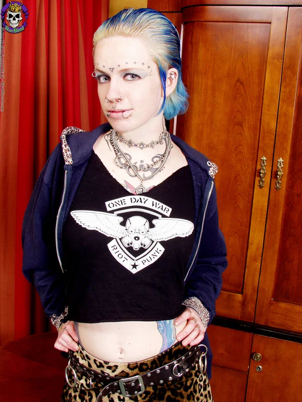 Punk teen Rachel Face shows her well tatted body in black nylons and garters  - Piercing, Tattoo, Fetish, Stockings, Ass, Tiny Tits, Beautiful, Nipples, Pussy, Babe  - Photo 11