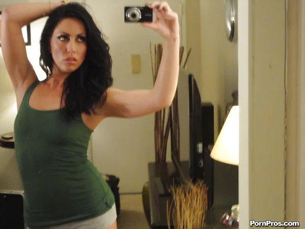 Solo girl Tiffany Brookes unveiling small breasts while taking selfies  - Selfie, Nipples, Tiny Tits, Shorts, Natural Tits, Clothed  - Photo 1
