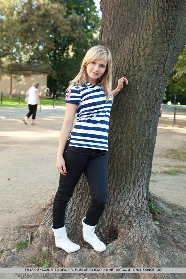 Sweet blonde teen Bella C unveils her titties and her bald vagina  - Teen, European, Babe, Public, Big Tits, Shaved, Spreading, Pussy, Panties, Outdoor  - Photo 2