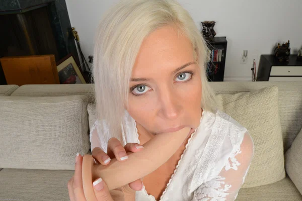 Platinum blonde Kacey Jordan gives a blowjob before dildoing her tight pussy  - Dildo, Beautiful, Petite, Pussy, Tiny Tits, Amateur, Masturbation, Undressing, Spreading, Blonde  - Photo 5