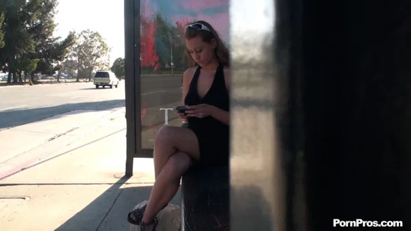 Lizzy London sits on a station and teases your imagination with crossed legs  - Teen, Cute, Outdoor, Legs, Brunette, Feet, Glasses, Non Nude  - Photo 12