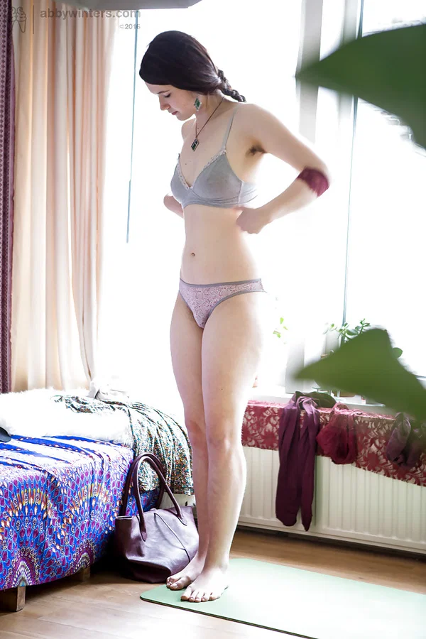 Hidden voyeur spies brunette amateur Emilia pulling on panties and dress  - Voyeur, Amateur, Panties, Clothed, Skirt, Ass, Brunette, Lingerie, PAWG  - Photo 7