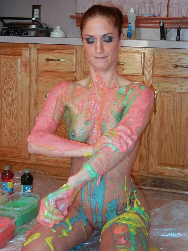 Naked MILF Autumn Bodell covers her body with colorful icing and corn syrup  - Mature, MILF, Fetish, Redhead, Kitchen, Spreading, Skinny, Ass, Amateur, Asshole  - Photo 7
