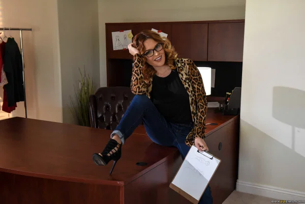 Short MILF Krissy Lynn strips and displays her curves on the office desk  - MILF, White, Blonde, Pussy, Glasses, Big Tits, Spreading, Reality, Big Cock  - Photo 1