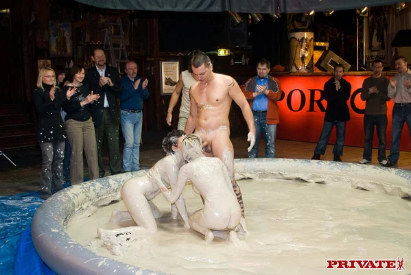 Lesbian MILFs with big breasts having a wild FFM threesome in a mud pool  - Public, Dutch, BDSM, Bondage, Fetish, Threesome, Wet, Pool, Natural Tits, FFM  - Photo 12
