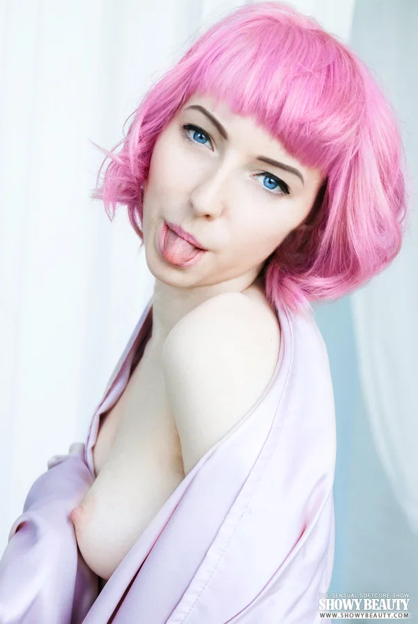 Pink haired young Cake in sheer underwear spreading pussy lips wide  - Redhead, Teen, Pussy, Spreading, Shaved, Face, Tiny Tits, Lingerie, Ass, Legs  - Photo 20