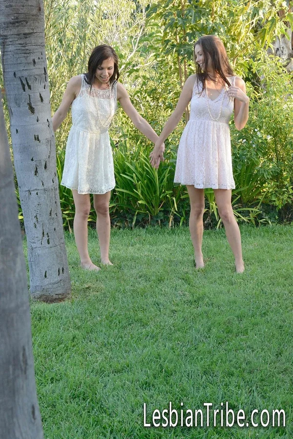 Teens Aidra Fox and Madi Meadows suck and finger each other's clam outdoors  - Cute, Dress, Skirt, Humping, Kissing, Teen, Lesbian, Outdoor, White, Fingering  - Photo 1