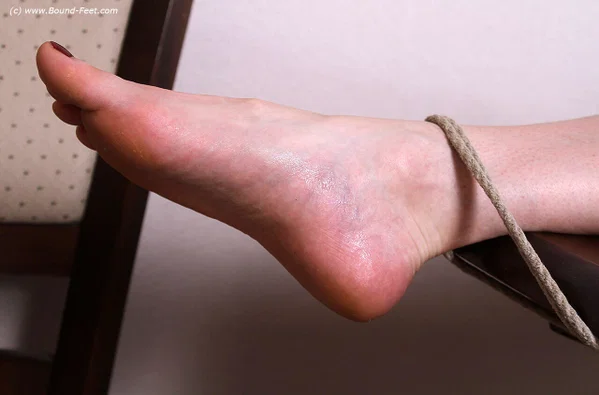 Naked white girl Bianca is silenced with duct tape while tied to a table  - BDSM, Bondage, Tiny Tits, Feet, Close Up, Brunette, Legs  - Photo 4