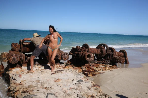 Brunette MILF Wild Thing goes topless while teasing in a bikini at the beach  - Beach, Outdoor, Amateur, Bikini, Ass, Panties, Tiny Tits, PAWG, Big Tits, Non Nude  - Photo 13