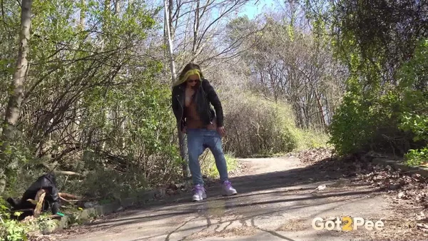 Caucasian chick Barbe gets caught taking a piss upon a rural road  - Pissing, Outdoor, Pussy, Glasses, Spreading, Close Up, Big Tits, Non Nude, Babe, Beautiful  - Photo 14