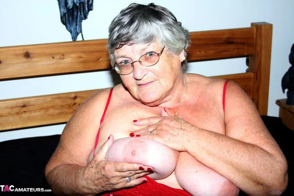 Overweight nan Grandma Libby finger fucks on a bed in lingerie and nylons  - Granny, BBW, Stockings, Amateur, Glasses, Big Tits, Chubby, Curvy, Thick, Spreading  - Photo 3