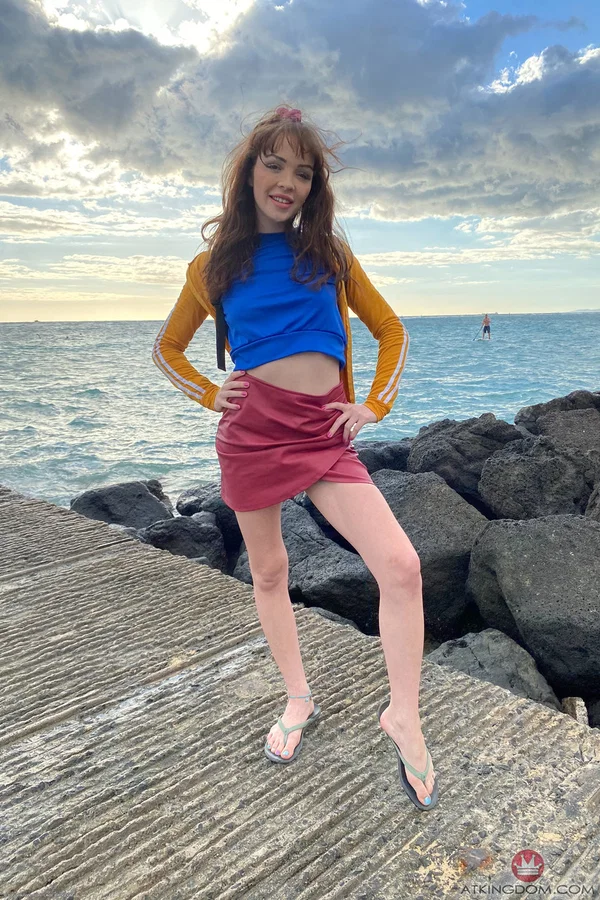 Long legged teen Aliya Brynn shows her tits and pussy on a seaside promontory  - Girlfriend, Petite, Teen, Step Sister, Cute, White, Skinny, Amateur, Brunette  - Photo 10