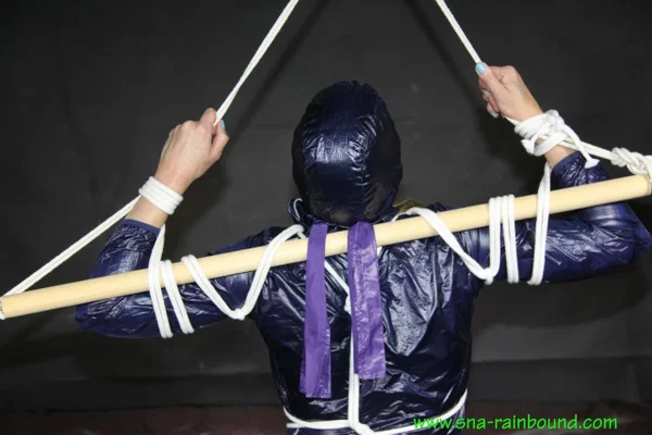 Amateur model Pia is restrained and gagged while wearing a raincoat  - Amateur, Clothed, Bondage, BDSM, Ass, PAWG, Non Nude, Close Up  - Photo 3