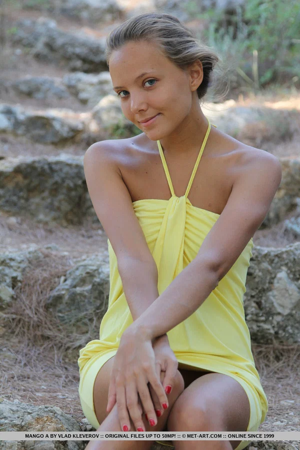 Cute teen Mango A in mini dress spreading outdoors for closeup of bald twat  - Tiny Tits, Shaved, Teen, Skinny, Outdoor, Babe, Pussy, Beautiful, Spreading, Glamour  - Photo 1