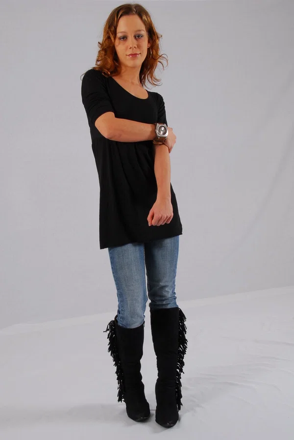 Natural redhead Sabine shows off her OOZOO cuff watch while fully clothed  - Redhead, Clothed, Boots, Face, Jeans, Amateur, Skirt, Solo, Babe, Beautiful  - Photo 15