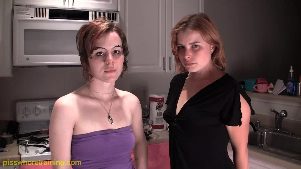 Lesbian girls Dahlia & Lily indulge in piss play during kitchen sex  - Fetish, Kitchen, Non Nude, Redhead, Ass, Pissing, Panties, Face, Feet, Tiny Tits  - Photo 1