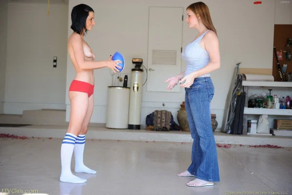 Dark haired teen Jamee has her tight ass grabbed by her lesbian lover Danielle  - Teen, Sports, Lesbian, Shorts, Socks, Jeans, Big Tits, Ass, Cute, PAWG  - Photo 9