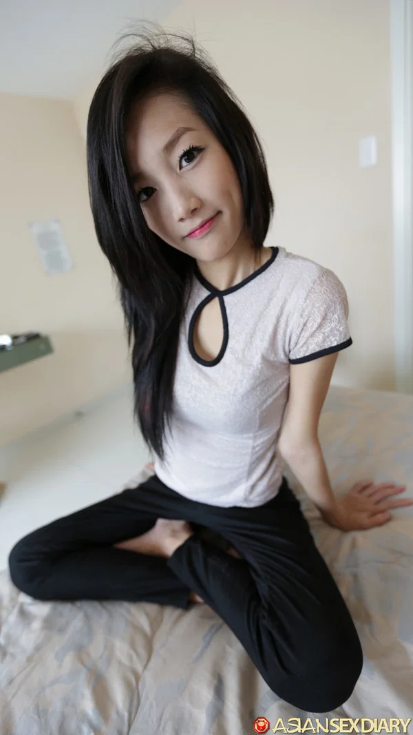Asian girl Mi shows off her petite body & gives a big dick a POV ride  - Asian, Skinny, Petite, Spreading, Missionary, Amateur, POV, Tiny Tits, Clothed, Skirt  - Photo 3