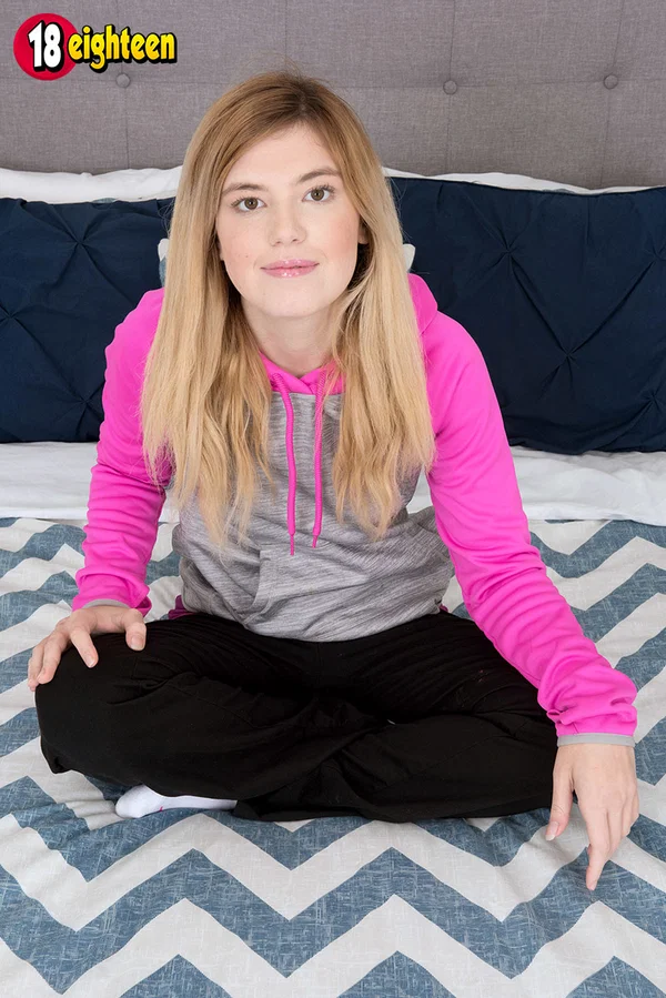Petite teen Madison Breeze exposes her cotton panties before standing naked  - Teen, Panties, Babe, Socks, Spreading, Clothed, Blonde, Ass, Tiny Tits, Undressing  - Photo 1