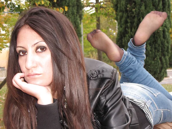 Dazzling foot fetish lover Ambra is a great pantyhose model  - Clothed, Non Nude, Jeans, Outdoor, Feet, Legs, High Heels, Babe, Beautiful, Solo  - Photo 16