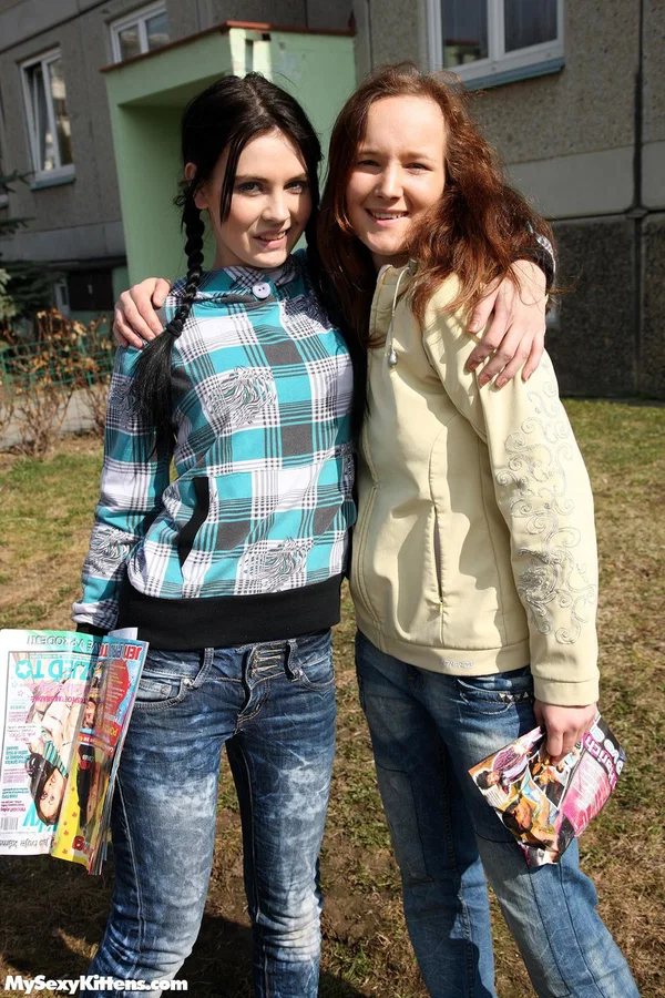 Young girls divest themselves of jeans before a first lesbian sex experience  - Teen, Lesbian, Shaved, European, Pussy, Big Tits, Jeans, Kissing, Pussy Licking, Nipples  - Photo 1