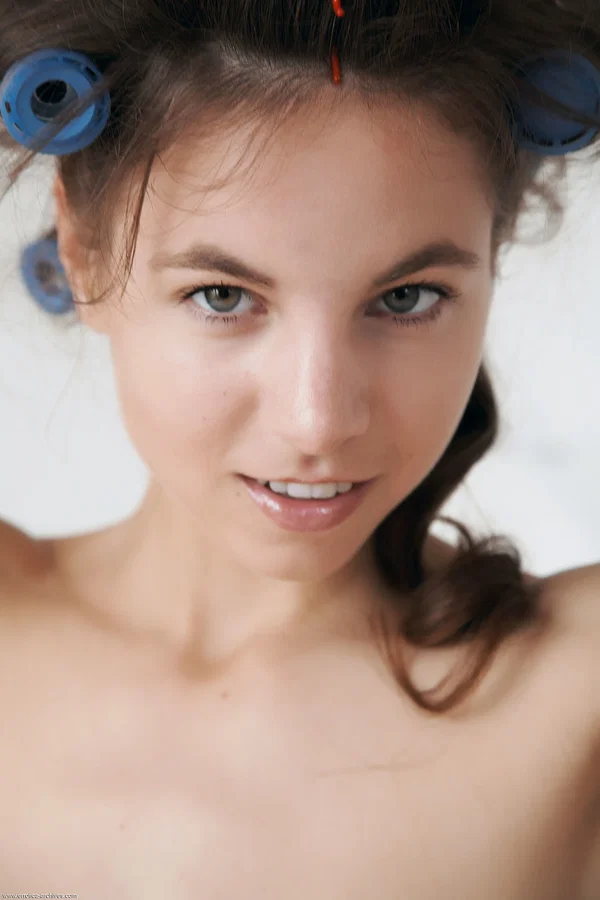 Teen model Antea curls her long hair while totally naked on her bed  - Teen, Perfect, Face, Sexy, Tiny Tits, Beautiful, Cute, Armpit, Babe, Spreading  - Photo 3