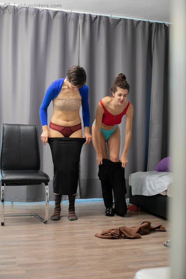 Brunettes Martina E & Regina tease with their hot bodies while changing  - Lesbian, Panties, Ass, Amateur, Skirt, Tiny Tits, Clothed, Short Hair, Non Nude, PAWG  - Photo 18