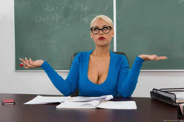 Blonde teacher Bridgette B unleashes big tits & gets fucked in a classroom POV  - Teacher, Big Tits, Glasses, Pornstar, POV, MILF, Fake Tits, Big Cock, Missionary, Stockings  - Photo 2